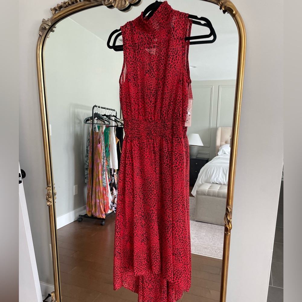Red leopard dress